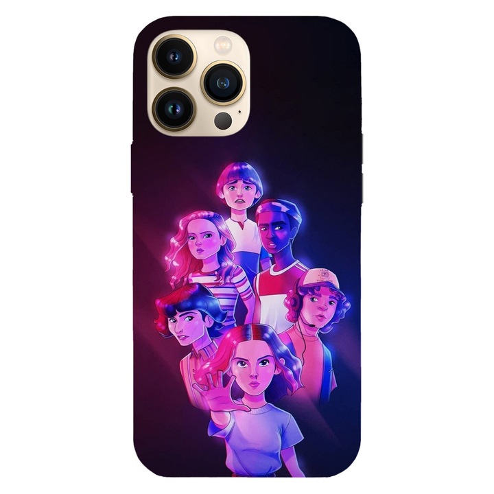 Husa telefon compatibila cu Apple iPhone 12 / iPhone 12 Pro, Viceversa, model Neon Squad Stranger Things, Silicon, TPU