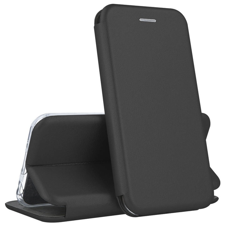 Husa pentru Samsung Galaxy A03 (A035G), tip carte, inchidere Magnetica, buzunar Card, Functie Stand, Piele-Eco cu interior Microfibra, Flip Open, Neagra