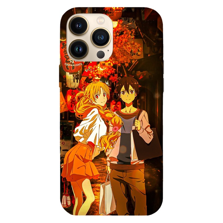 Калъф за телефон, съвместим с Apple iPhone 14 Plus, Viceversa, модел Kirito x Asuna Sword Art Online, силикон, TPU