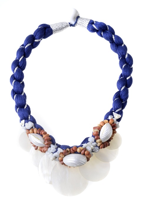 Колие, Gloria Maris Handmade, Раковина 201345 Синьо/Бяло, 50 cm