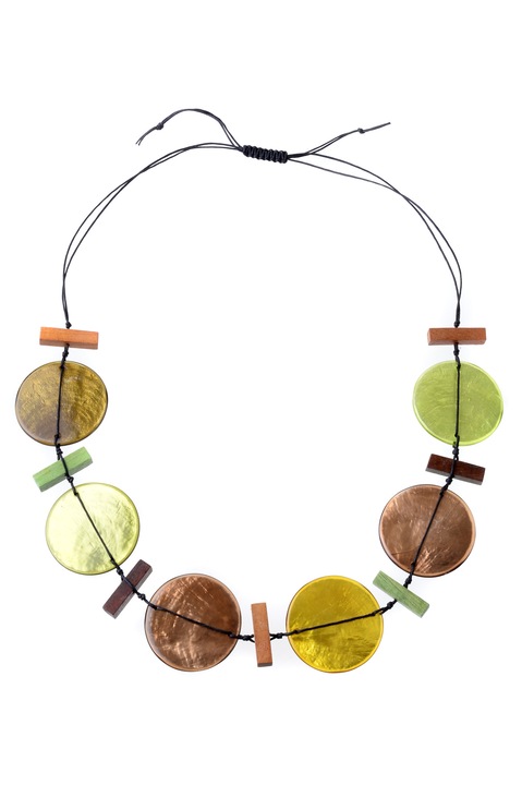 Колие, Gloria Maris Handmade, Shell 12940 Green/Brown, Регулируемо