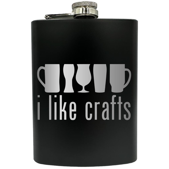 Plosca gravata din otel inoxidabil, de 8oz 240 ml pentru bauturi fine, I Like Crafts, Negru, FNF 115