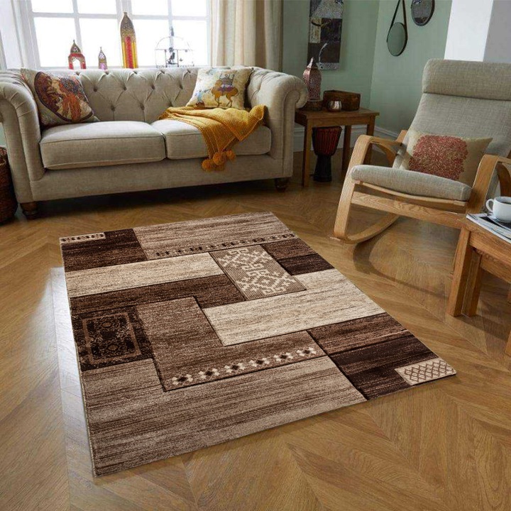 Традиционен килим фриз, Кафяв, 150x300 см, правоъгълник, 2500 г/м2, полипропилен