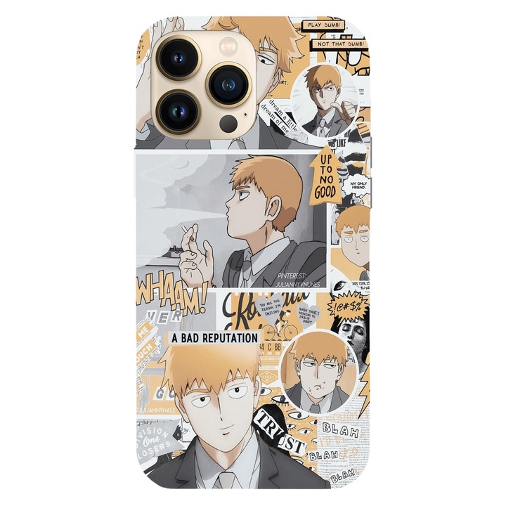 Husa telefon compatibila cu Apple iPhone 15 Pro Max, Viceversa, model Reigen Arataka Mob Psycho 100, Silicon, TPU