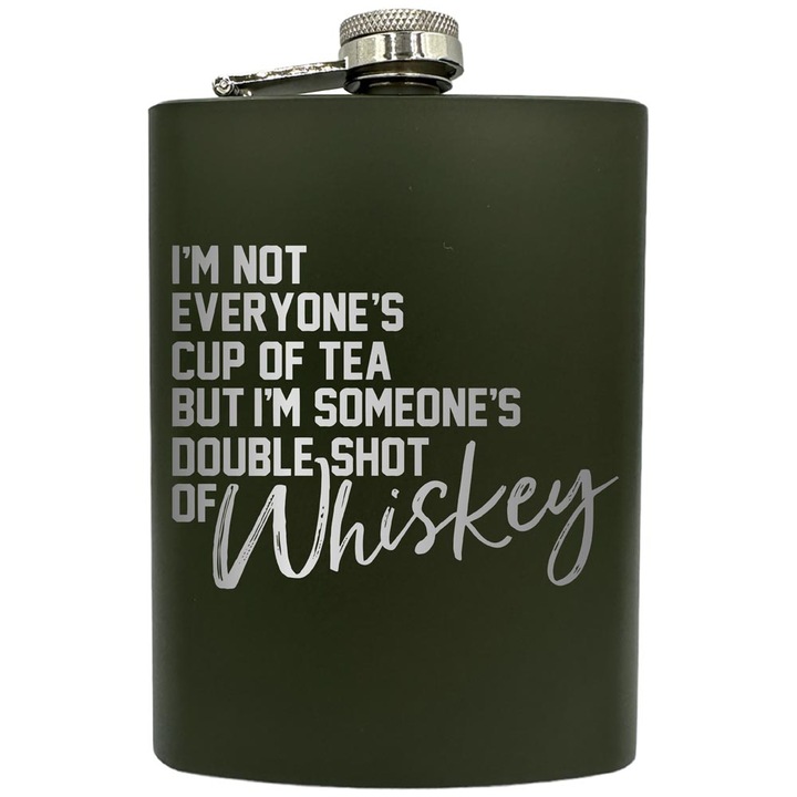 Plosca gravata din otel inoxidabil, de 8oz 240 ml pentru bauturi fine, I'm Not Everyone's Cup Of Tea, Verde, ZNF 118