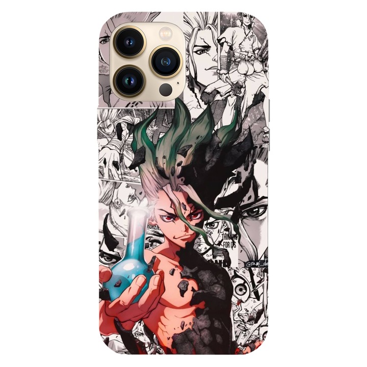 Husa telefon compatibila cu Apple iPhone 13 Pro, Viceversa, model Senku Ishigami Manga Dr Stone, Silicon, TPU