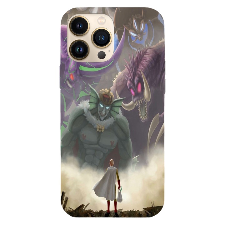Husa telefon compatibila cu Apple iPhone 13 Pro, Viceversa, model Saimata Monster Fight One Punch Man, Silicon, TPU