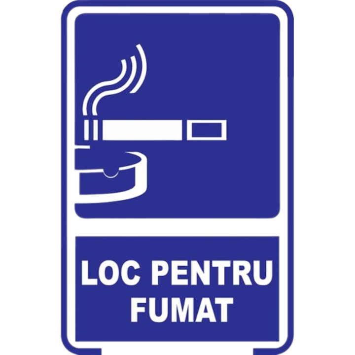 Sticker decorativ, semn indicator, Loc pentru fumat scrumiera, 14.8x21 cm A5