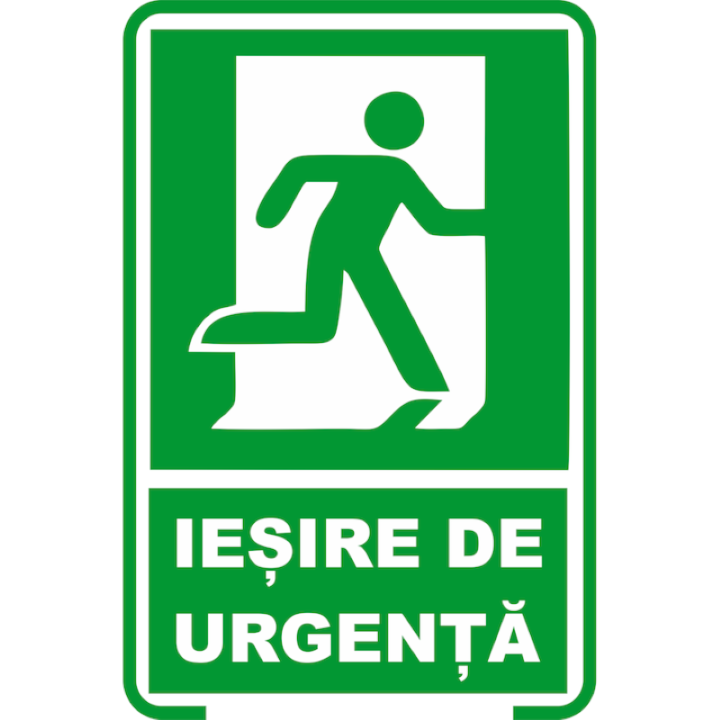 Sticker decorativ, semn indicator, Iesire de urgenta, 14.8x21 cm A5