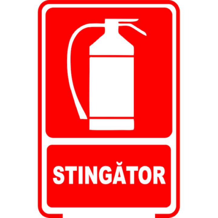 Sticker decorativ, semn indicator, Stingator, 14.8x21 cm A5