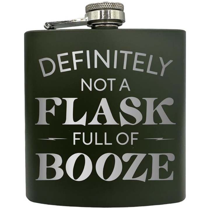 Plosca gravata din otel inoxidabil, de 6oz 180 ml pentru bauturi fine, Definitely Not A Flask Full Of Booze, Verde, ZKF 62