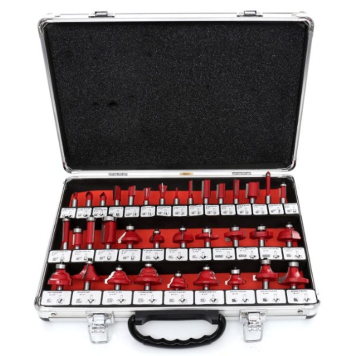 Set 35 Freze pentru lemn geanta aluminiu diametru 6 mm