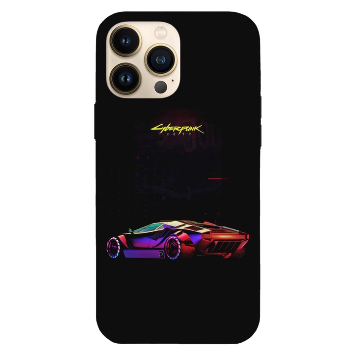 Husa telefon compatibila cu Apple iPhone 15 Pro Max, Viceversa, model Cyberpunk Neon Car, Silicon, TPU