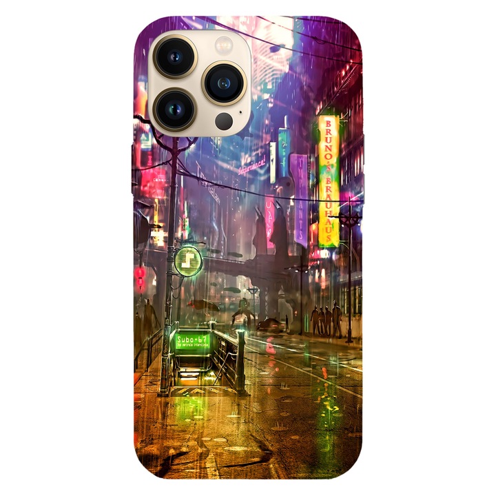 Husa telefon compatibila cu Apple iPhone 12 / iPhone 12 Pro, Viceversa, model Subway Station Cyberpunk, Silicon, TPU