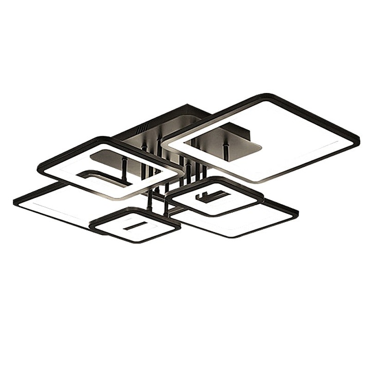 LED RFAN лампа, модел K002-6 BK, с дистанционно управление, 3 вида светлина, димируема, 228W, черна