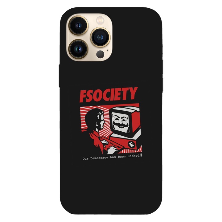 Husa telefon compatibila cu Apple iPhone 12 / iPhone 12 Pro, Viceversa, model F Society Mr Robot, Silicon, TPU