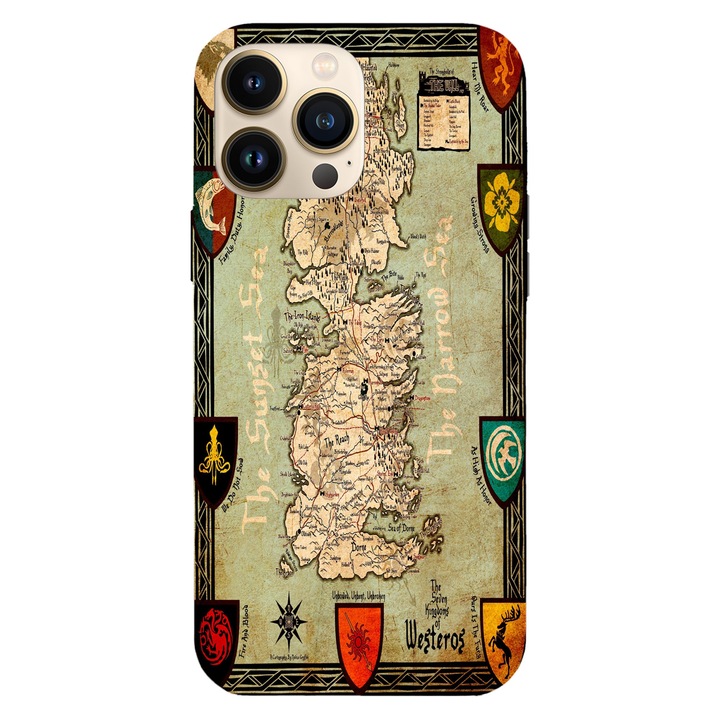 Husa telefon compatibila cu Apple iPhone 12 / iPhone 12 Pro, Viceversa, model Westeros Map Game of Thrones, Silicon, TPU