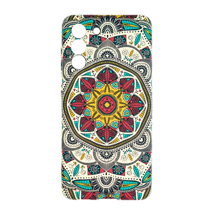 Husa de telefon, LUXO, compatibila cu Samsung Galaxy S21 FE, model Love Mandala cu efect fosforescent, TPU, multicolor