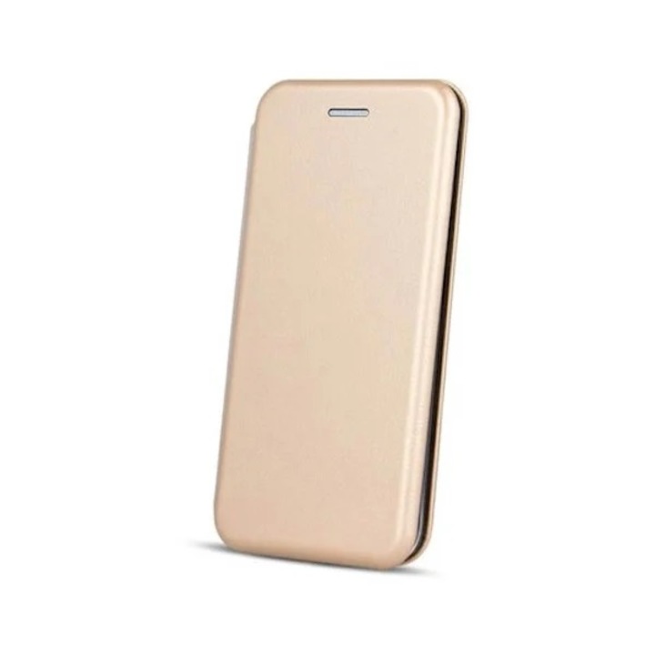 Husa Flip Carte Elegance pentru Huawei Psmart/Plus, Inchidere Magnetica, Gold