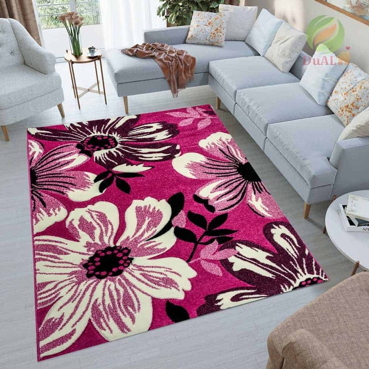 Set Covor Friese Floral roz 60, 3 bucati, 60X200 cm 1 bucata, 60x150 cm 2 bucati, 2700 g/mp, 100% Polipropilena