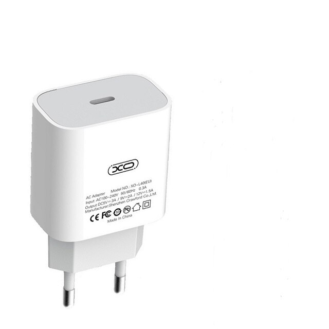 Адаптер щепсел XO L40, тип C, 3A, 18W, бял - eMAG.bg