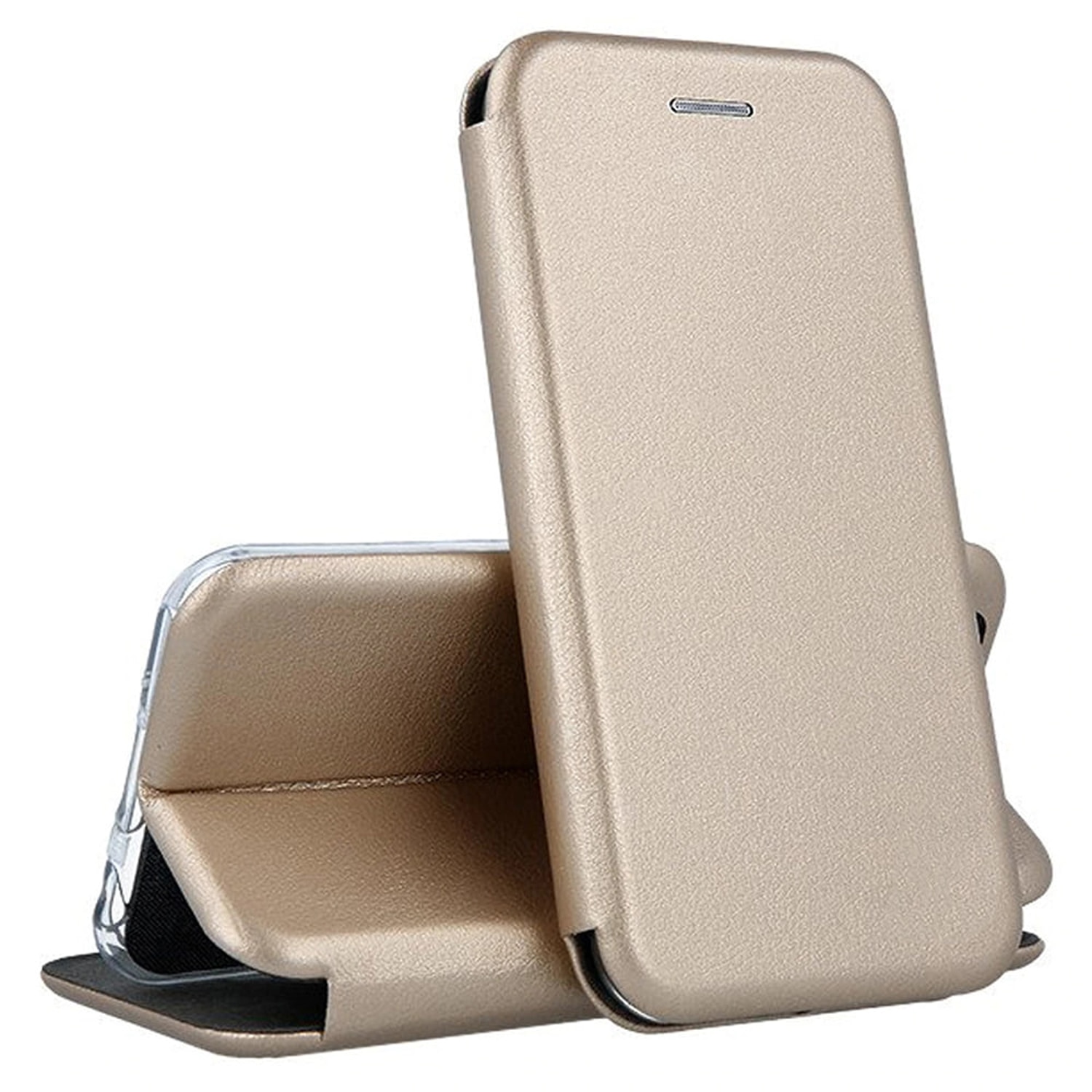 Husa de protectie PremiumCell Tip carte pentru Samsung A14, Suport card, Functie de Stand si Inchidere Magnetica, Protectie Sporita, Auriu