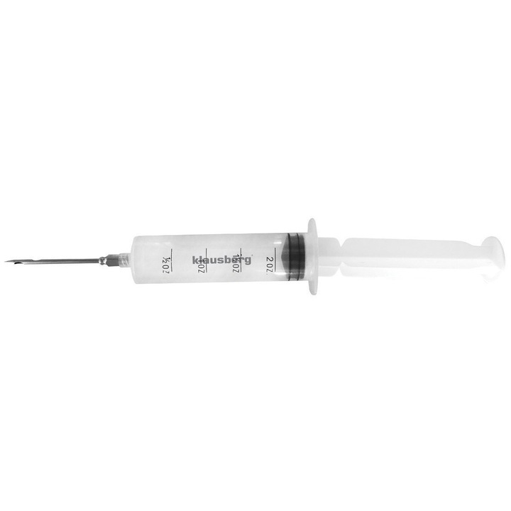 Спринцовка за почистване на месо, Klausberg, Пластмаса/Метал, 60 ml, Бяла/Черна