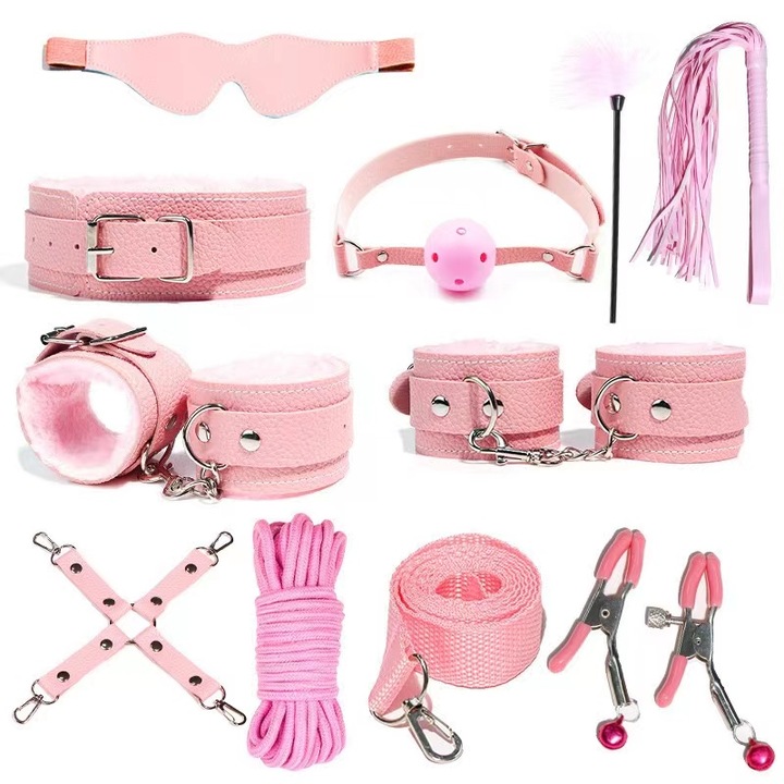 Set 11 jucarii pentru adulti, EJANBO BDSM, Piele ecologica, Roz