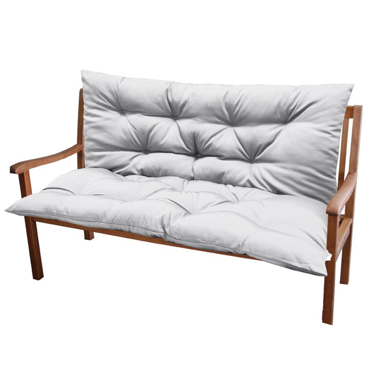 Perna decorativa pentru banca, 120 x 100 cm, Poliester, Gri