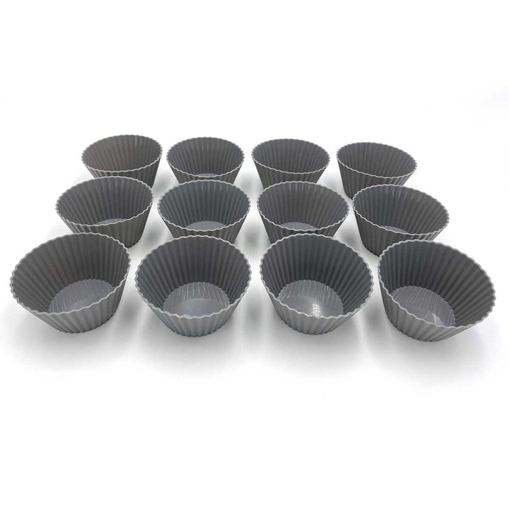 Muffinsütő készlet, Brunbeste, 12 db, Szilikon, Szürke