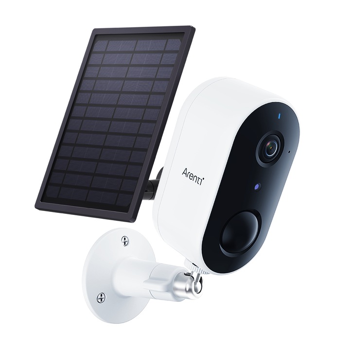 Camera de supraveghere solara, Arenti, Rezistent la apa, Audio bidirectional, Vedere nocturna, Alb