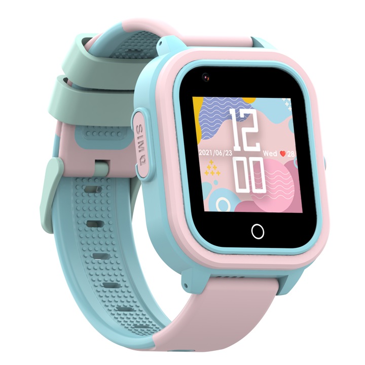 Смарт часовник за деца, Bemi, 1.4inch, GPS, 4G, Розов/Син
