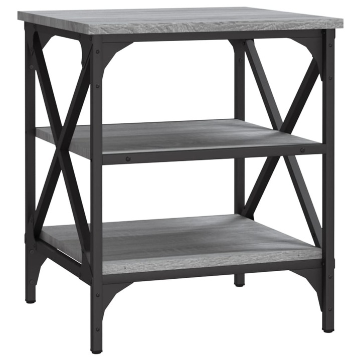 Masa laterala vidaXL, gri sonoma, 40x42x50 cm, lemn compozit, 7.4 kg