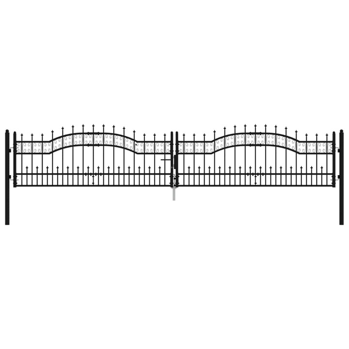 Poarta gard vidaXL, cu varf negru 406x120 cm otel vopsit electrostatic 30.45 kg 151099