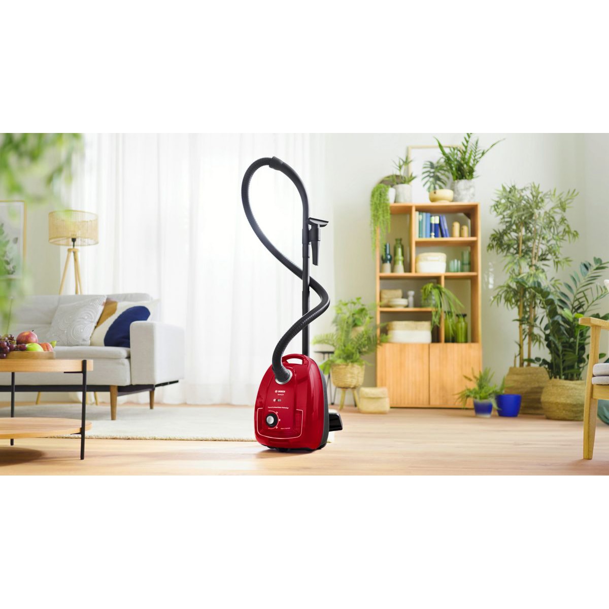 Aspirator cu sac Bosch BGB38RD2, 600 W, capacitate sac 4 L, filtru EPA, 79 dB, rosu/negru