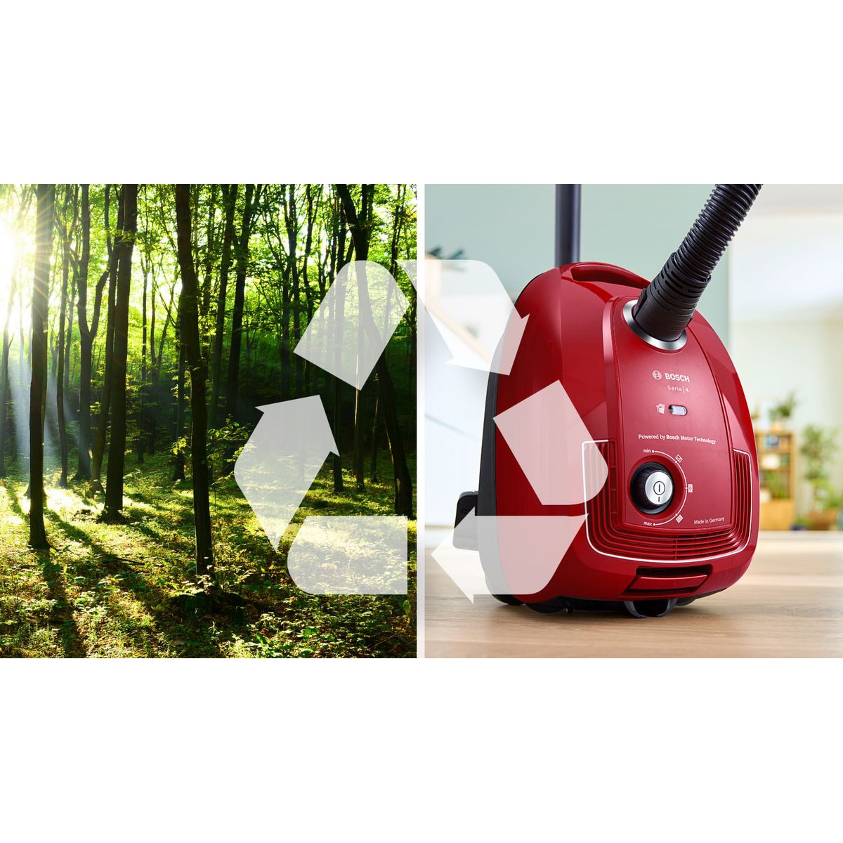 Aspirator cu sac Bosch BGB38RD2, 600 W, capacitate sac 4 L, filtru EPA, 79 dB, rosu/negru