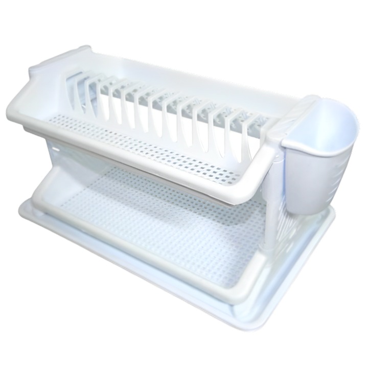 Scurgator vase, 2 nivele din plastic cu 2 tavite si suport tacamuri dimensiune 50x31x25 cm