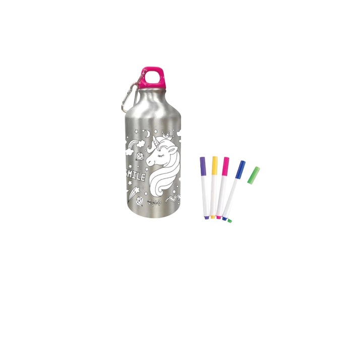 Бутилка за вода с аксесоари за деца 5 цвята 5 кашона 500 мл