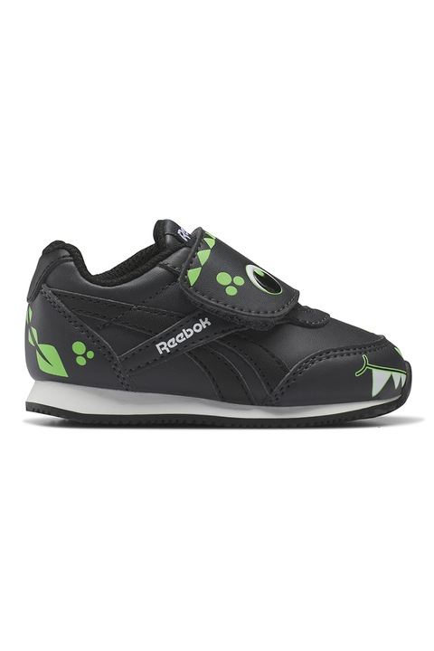 Reebok, Pantofi sport de piele ecologica cu velcro si detalii grafice Royal CL, Negru