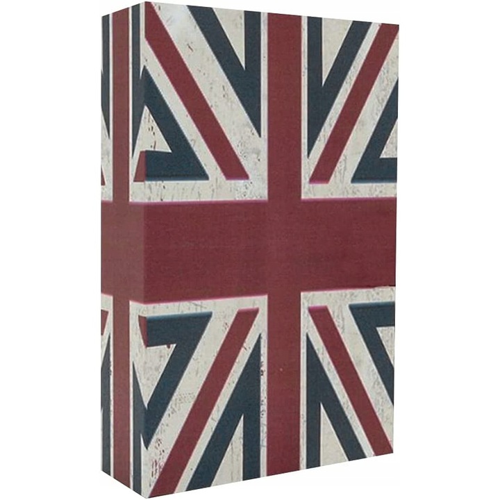 Casuta Metalica Pentru Bani, 18 x 11.5 x 5.5 cm, Fabricata Din Otel De Inalta Calitate, Vopsita, Pereti grosi Si Inchidere Solida, Design Steag Londra, Multicolor