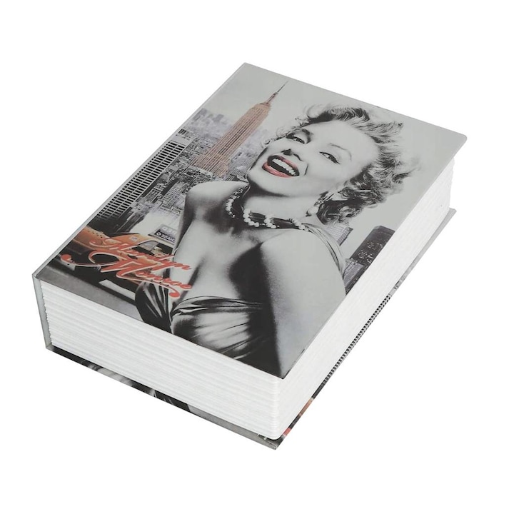 Seif, cu o cutie secreta, metalic, 114 x 80 x 45 mm, Marilyn Monroe, Alb|Gri