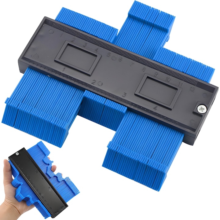 Sablon multifunctional de taiere, masurare si conturare cu rigla, 12cm