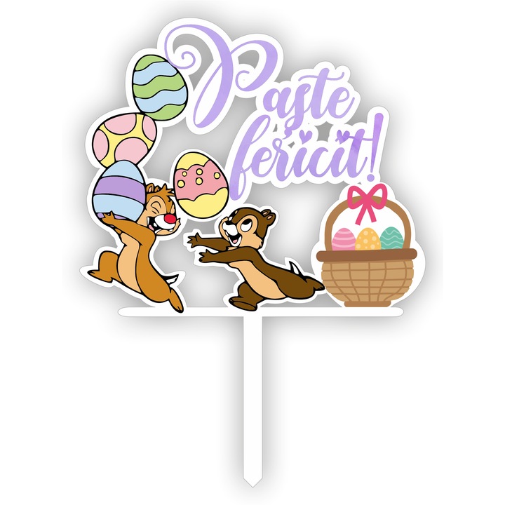 Topper tort UV Paste Fericit!, Inedit Print, TC664, MDF, 14 cm