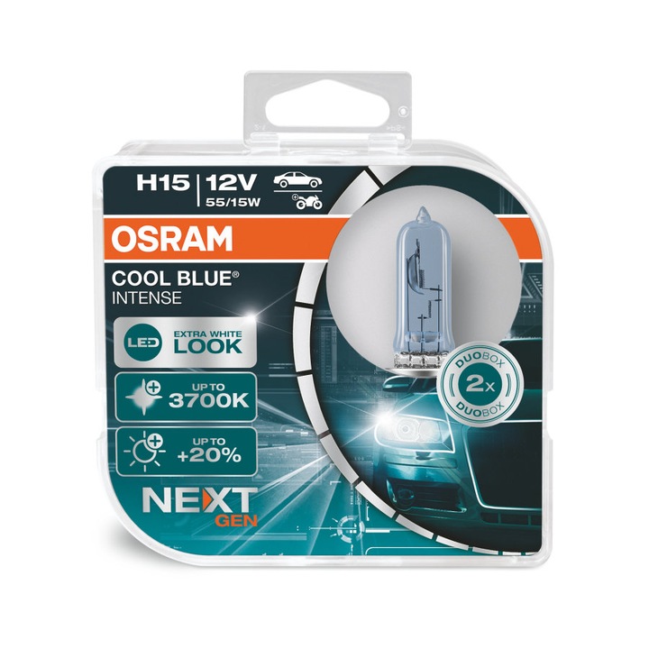 Аutós izzókészlet Osram Cool Blue Intense Next Generation H15, 12V, 15 W / 55W, PGJ23T-1, 2 db