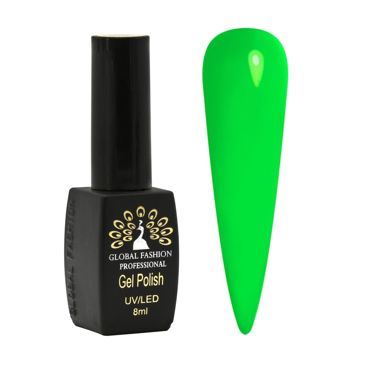 Oja semipermanenta, Global Fashion, Luminous, fluorescent, 8 ml, Verde 03