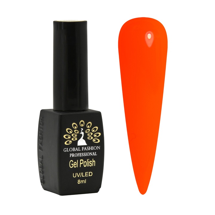 Oja semipermanenta, Global Fashion, Luminous, fluorescent, 8 ml, Portocaliu 06