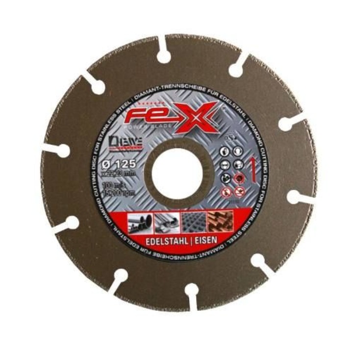 Disc diamantat metal/inox/otel Diewe FEX, 125x22.23mm