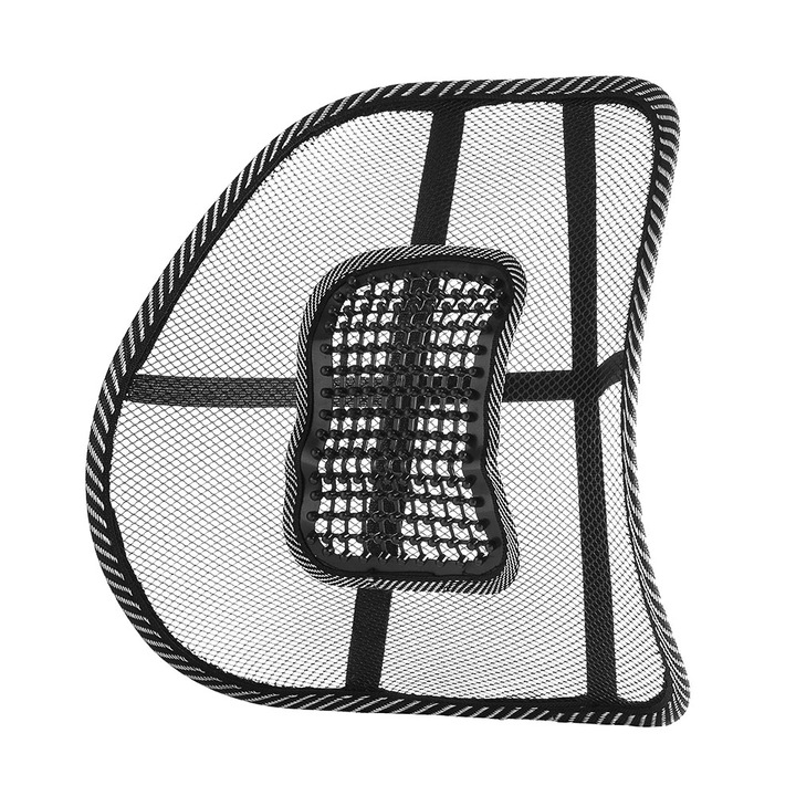 Suport spate DIGIMAT® pentru scaun de birou sau scaun auto realizat din cadru metalic, conceput special pentru pozitia si corectarea ergonomica a spatelui, negru