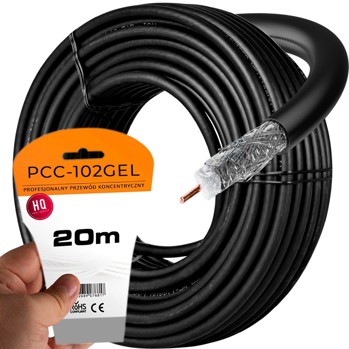 Cablu coaxial, Libox, Cupru, 20 m, Negru