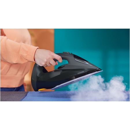 Fier de calcat Philips Azur DST7511/80, 3200W, debit de abur de 55g/min si jet de abur de 260 g, talpa SteamGlide Elite, rezervor de 300ml si sistem de curatare automata cu rezervor integrat pentru calcar, oprire automata de siguranta, negru